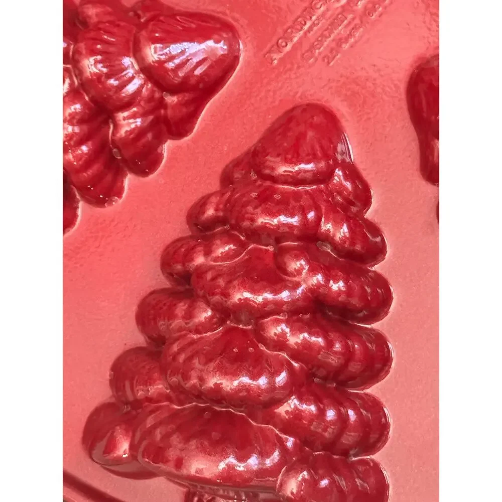 Nordic Ware Evergreen Holiday Tree Cakelet Pan in Red Enamel